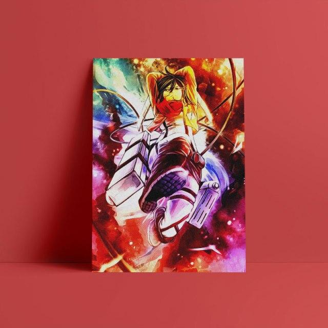 Tableau Attaque des Titans Mikasa Écharpe Rouge